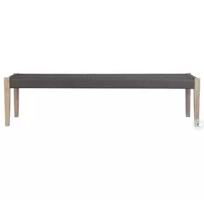 Rhett Light Eucalyptus and Charcoal Rope 71" Outdoor Dining Bench