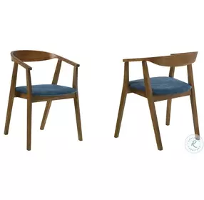 Santana Blue Dining Chair With Black Metal Legs Set Of 2