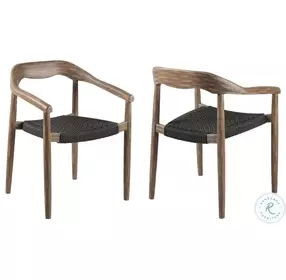 Santo Charcoal Rope And Teak Outdoor Stackable Dining Chair Set of 2