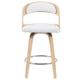 Shelly Oak and White Upholstered Swivel Counter Height Stool