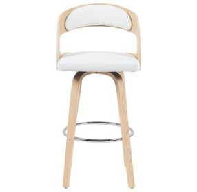 Shelly Oak and White Upholstered Swivel Bar Stool