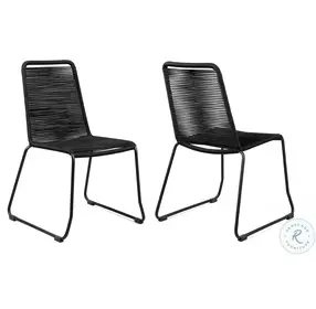 Shasta Black Rope Outdoor Stackable Dining Chair Set of 2
