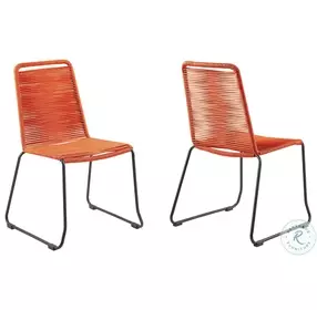 Shasta Tangerine Rope Outdoor Stackable Dining Chair Set of 2