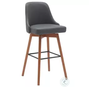 Sicily Gray And Walnut 30" Swivel Bar Stool