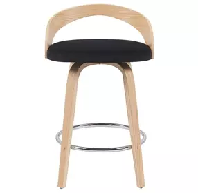 Sonia Oak and Black Upholstered Swivel Counter Height Stool