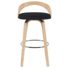 Sonia Oak and Black Upholstered Swivel Bar Stool