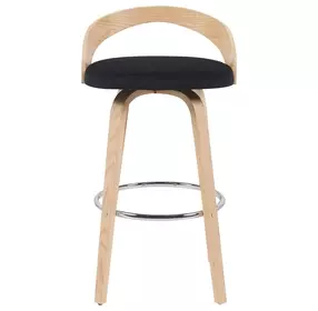Sonia Oak and Black Upholstered Swivel Bar Stool