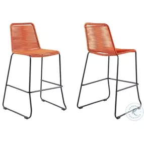 Shasta Tangerine Rope Stackable 30" Outdoor Bar Stool Set of 2