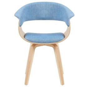 Summer Oak and Light Blue Upholstered Dining Chair