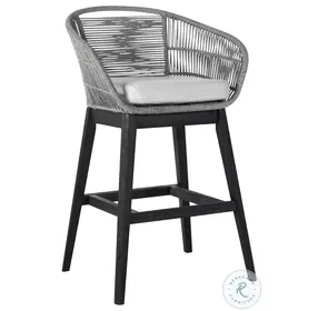 Tutti Frutti Black Brushed Wood And Light Gray Outdoor Bar Stool