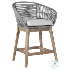 Tutti Frutti Light Eucalyptus Wood And Light Gray Outdoor Counter Height Stool