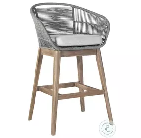 Tutti Frutti Light Eucalyptus Wood And Light Gray Outdoor Bar Stool