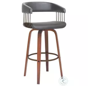 Topanga Walnut and Gray Swivel Bar Stool