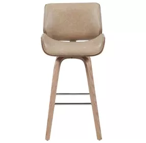 Tyler White Wash and Vintage Brown Upholstered Swivel Bar Stool
