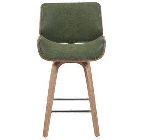 Tyler White Wash and Vintage Green Upholstered Swivel Counter Height Stool
