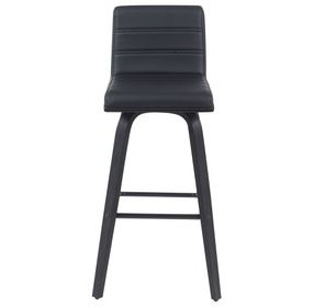 Vienna Brushed Black and Black Upholstered Swivel Bar Stool