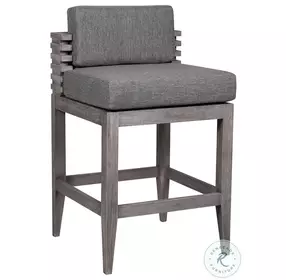 Vivid Light Gray Performance Fabric Outdoor Patio Bar Stool