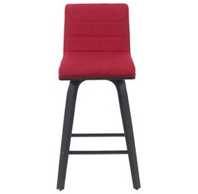 Vienna Brushed Black and Red Upholstered Swivel Counter Height Stool
