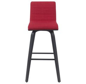 Vienna Brushed Black and Red Upholstered Swivel Bar Stool