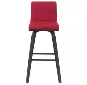 Vienna Brushed Black and Red Upholstered Swivel Bar Stool