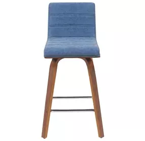 Vienna Walnut and Vintage Blue Upholstered Swivel Counter Height Stool