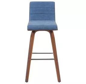 Vienna Walnut and Vintage Blue Upholstered Swivel Bar Stool