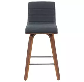 Vienna Walnut and Vintage Black Upholstered Swivel Counter Height Stool