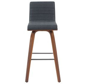 Vienna Walnut and Vintage Black Upholstered Swivel Bar Stool