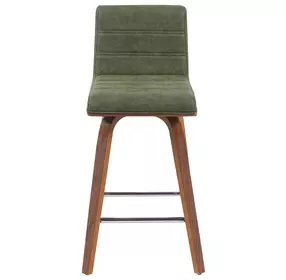 Vienna Walnut and Vintage Green Upholstered Swivel Counter Height Stool