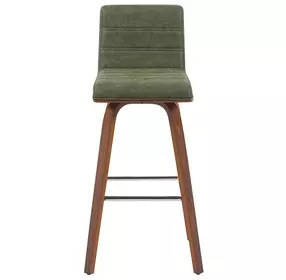Vienna Walnut and Vintage Green Upholstered Swivel Bar Stool