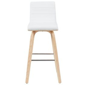 Vienna Oak and White Upholstered Swivel Bar Stool