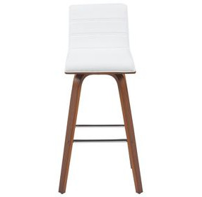 Vienna Walnut and White Upholstered Swivel Bar Stool