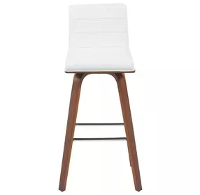 Vienna Walnut and White Upholstered Swivel Bar Stool