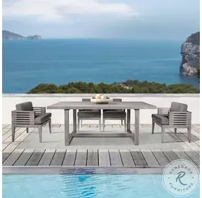Vivid Light Gray Outdoor Patio Dining Room Set