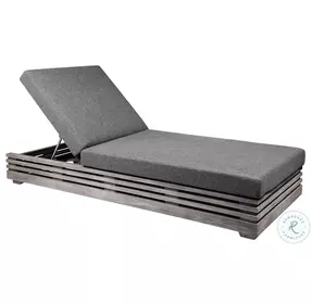 Vivid Light Gray Performance Fabric Outdoor Patio Lounge Chaise