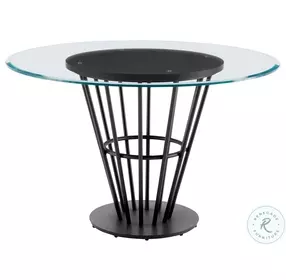 Veronica Walnut And Black Round Dining Table