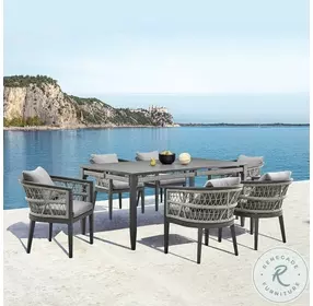 Zella Light Gray Outdoor Patio Rectangular Dining Room Set