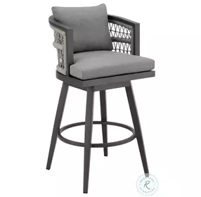 Zella Earl Gray Outdoor Patio Swivel Counter Height Stool