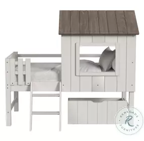Lodge Cookies and Cream Complete Storage Ladder Bed with Fencing