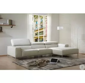 Lecoultre Light Grey Leather RAF Sectional