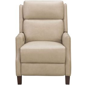 Ledger Cashmere Stone Leather Power Recliner with Power Lumbar and USB Charging