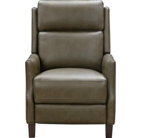 Ledger Oasis Olive Leather Push Thru The Arms Recliner