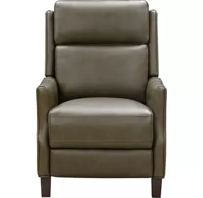 Ledger Oasis Olive Leather Push Thru The Arms Recliner