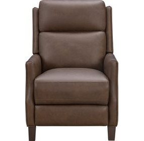 Ledger Oasis Walnut Leather Push Thru The Arms Recliner