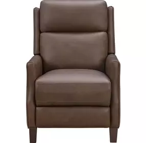 Ledger Oasis Walnut Leather Push Thru The Arms Recliner