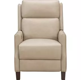 Ledger Cashmere Stone Leather Power Recliner with Power Headrest and USB Charging
