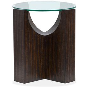 Beckham Rustic Tavern Round Glass Top End Table