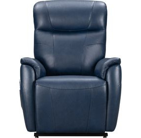 Leighton Marco Navy Blue Leather Lay Flat Power Lift Recliner with Power Headrest and Power Lumbar