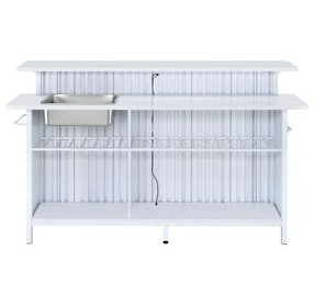 Kehlani White 69" Rectangular Bar Table with USB Charging and LED