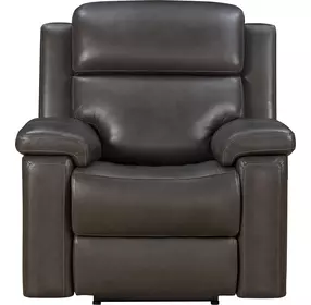 Leon Matteo Smokey Gray Leather Triple Power Recliner with USB Charging
